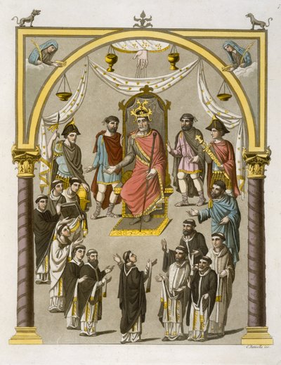 Carlo II il Calvo, da un manoscritto nella Biblioteca Colberg, tavola 7 da Le Costume Ancien et Moderne di Jules Ferrario, pubblicato c.1820-30 da C. Botticella